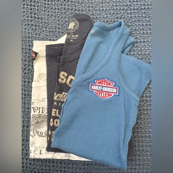 3-Piece Lot - RARE Harley-Davidson Blue Tank Top, Indian, Harley White Tank - Picture 13 of 13